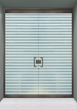 Exterior Glass Door with a Frosted Glass Louvres Geometric Design for Semi-Private by Sans Soucie Art Glass