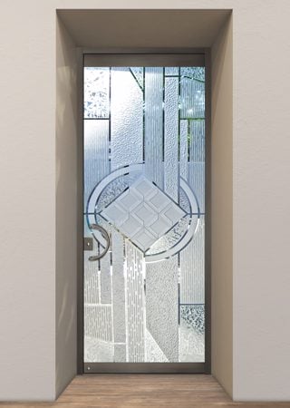 All Glass Front Door featuring a Frosted Glass Traditional Design Sandblast Etched Glass Matrix Chardonnay Design by Sans Soucie