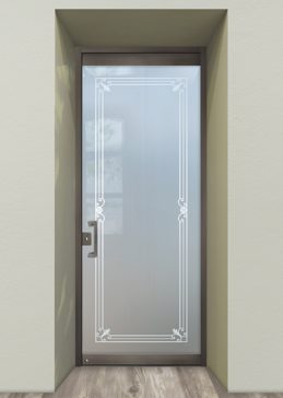 Exterior Glass Door with a Frosted Glass Miranda  Design for Private by Sans Soucie Art Glass