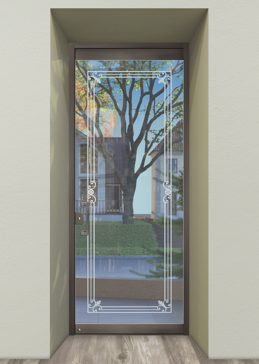 Exterior Glass Door with a Frosted Glass Miranda  Design for Not Private by Sans Soucie Art Glass
