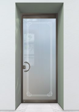 Handmade Sandblasted Frosted Glass Exterior Glass Door for Private Featuring a Borders Design Parisian Border by Sans Soucie