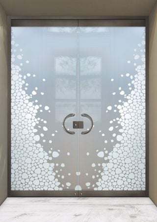 All Glass Front Door with Frosted Glass Patterns River Rock Design by Sans Soucie