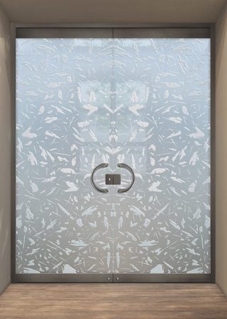 All Glass Front Door with a Frosted Glass Spatter Patterns Design for Semi-Private by Sans Soucie Art Glass
