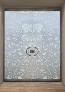 Exterior Glass Door with a Frosted Glass Spatter Patterns Design for Private by Sans Soucie Art Glass