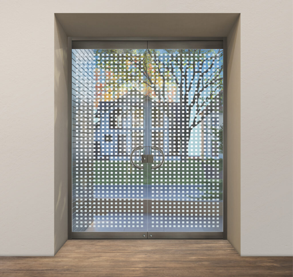 Custom full glass exterior doors handcrafted for modern architecture.