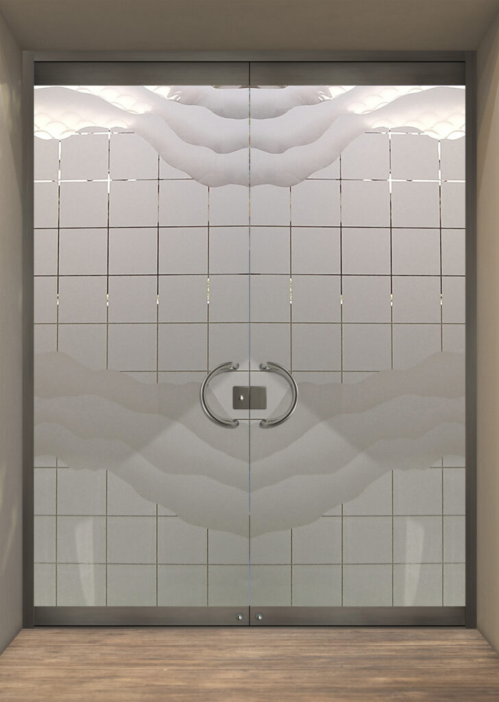 Squares & Waves All glass front door - Sans Soucie Art Glass