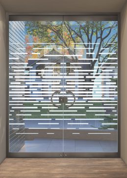 Exterior Glass Door with Frosted Glass Geometric Strips Expanded Design by Sans Soucie
