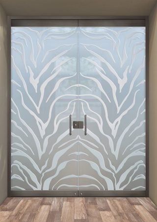 All Glass Front Door with Frosted Glass Wildlife Tiger Stripes Design by Sans Soucie