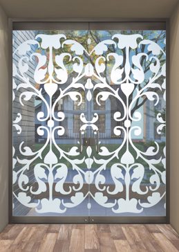 Exterior Glass Door with a Frosted Glass Toulouse Traditional Design for Not Private by Sans Soucie Art Glass