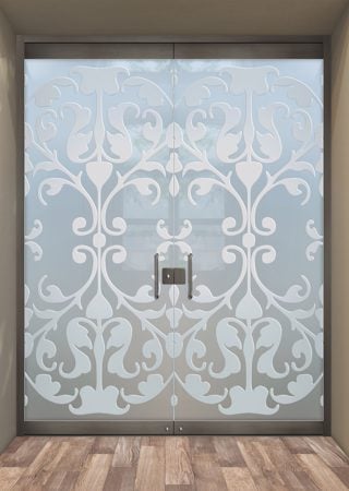 All Glass Front Door with a Frosted Glass Toulouse Traditional Design for Semi-Private by Sans Soucie Art Glass