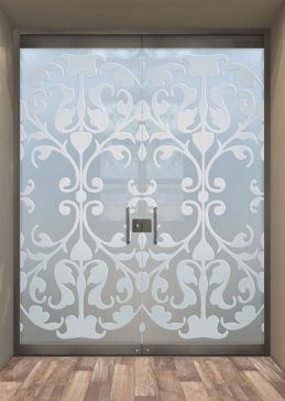 Exterior Glass Door with a Frosted Glass Toulouse Traditional Design for Private by Sans Soucie Art Glass