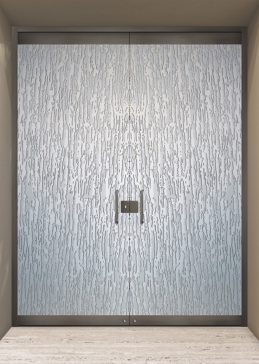 Exterior Glass Door with a Frosted Glass Tree Bark Patterns Design for Private by Sans Soucie Art Glass