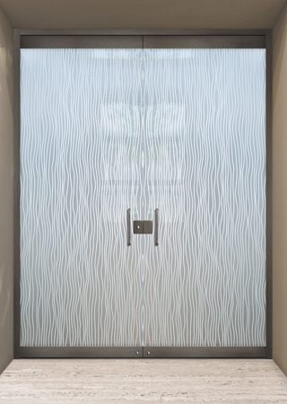 All Glass Front Door with Frosted Glass Patterns Water Trails Design by Sans Soucie
