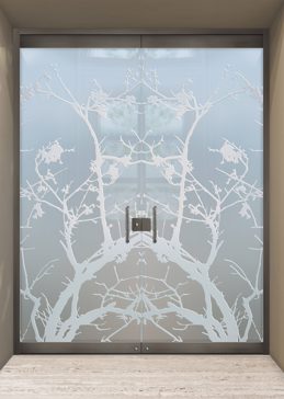 Exterior Glass Door with Frosted Glass Asian Wild Cherry Design by Sans Soucie