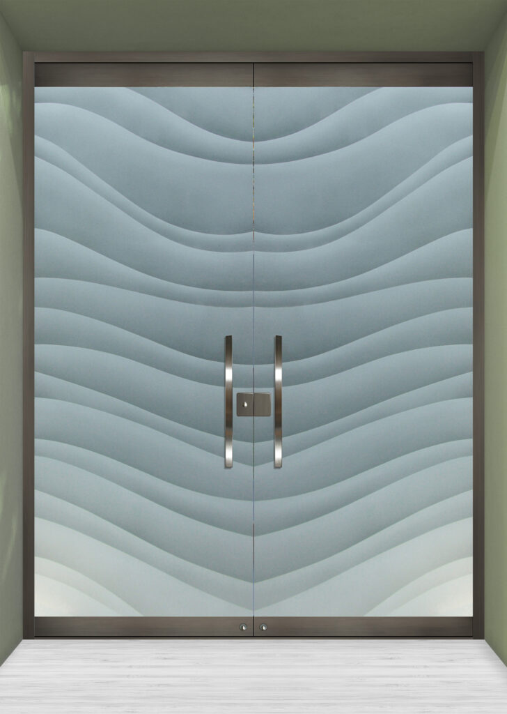 Frameless glass doors in a modern double-door design