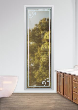 Window featuring Frosted Glass Design Etched Glass by Sans Soucie Art Glass with Custom Borders Design Barcelona Border