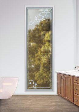 Handmade Sandblasted Frosted Glass Window for Not Private Featuring a Borders Design Barcelona Border II by Sans Soucie
