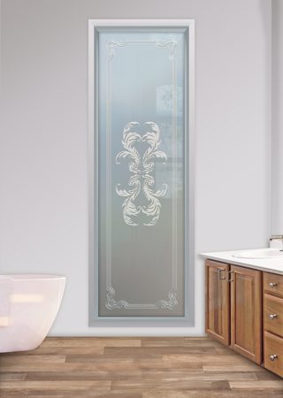 Window with a sandblast Frosted Glass Traditional Design Custom-Designed Decorative Etched Glass