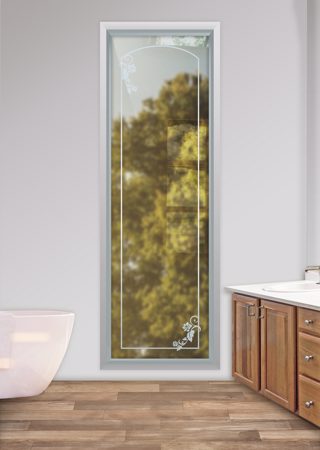 Window with a Frosted Glass Gardenia Border Borders Design for Semi-Private by Sans Soucie Art Glass