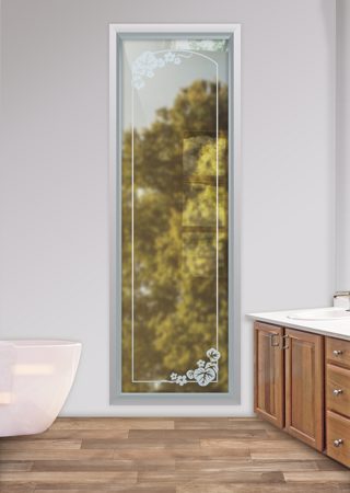 Window featuring a Frosted Glass Borders Design Sandblast Etched Glass Ivy Border Design by Sans Soucie