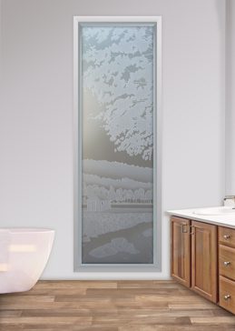 Window with Frosted Glass Landscapes Log Cabin Design by Sans Soucie