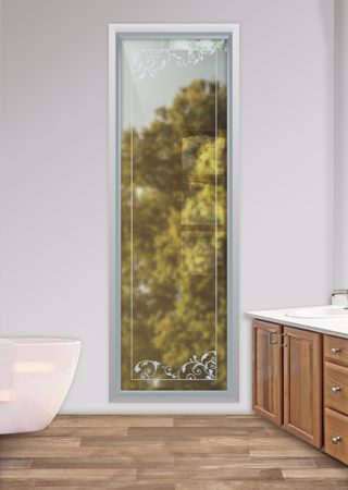 Window featuring Frosted Glass Design Etched Glass by Sans Soucie Art Glass with Custom Borders Design McBeth Border
