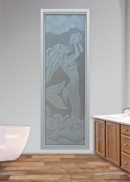 Window with Frosted Glass Oceanic Mermaid Design by Sans Soucie