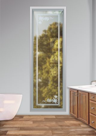Window with Frosted Glass Borders Spring Flowers Border Design by Sans Soucie