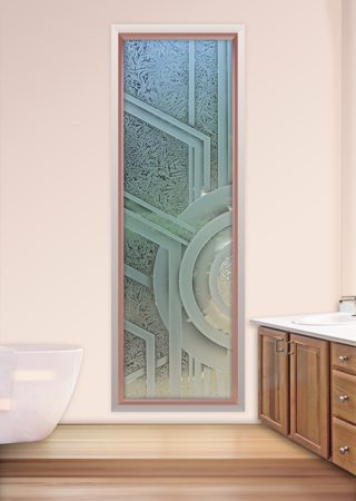 Window with a Frosted Glass Sun Odyssey XII Geometric Design for Semi-Private by Sans Soucie Art Glass