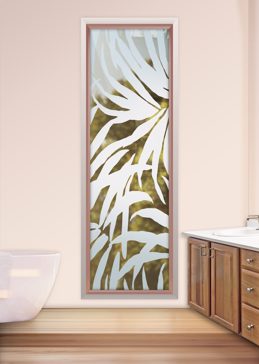 Handmade Sandblasted Frosted Glass Window for Not Private Featuring a Tropical Design Tropical Breeze by Sans Soucie