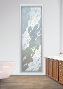 Art Glass Window Featuring Sandblast Frosted Glass by Sans Soucie for Private with Abstract Amoeba Design