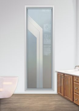 Window with Frosted Glass Geometric Angled Bands Design by Sans Soucie