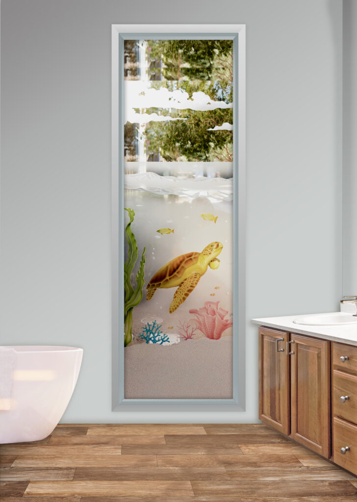 Etched glass window