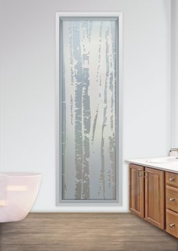 Window with Frosted Glass Trees Aspen Pattern Design by Sans Soucie