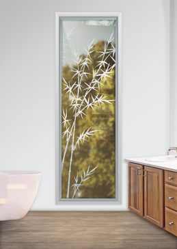 Window with a Frosted Glass Bamboo Forest Asian Design for Not Private by Sans Soucie Art Glass