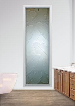 Handmade Sandblasted Frosted Glass Window for Private Featuring a Tropical Design Banana Leaves by Sans Soucie