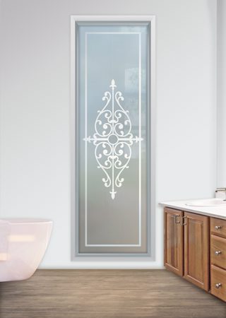 Window with Frosted Glass Wrought Iron Barcelona Design by Sans Soucie