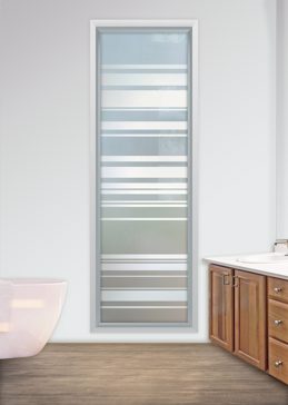 Window with Frosted Glass Geometric Barcodes Design by Sans Soucie