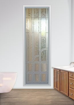 Art Glass Window Featuring Sandblast Frosted Glass by Sans Soucie for Semi-Private with Traditional Berringer Design