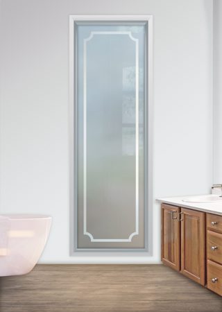 Window with a sandblast Frosted Glass Borders Design Custom-Designed Decorative Etched Glass