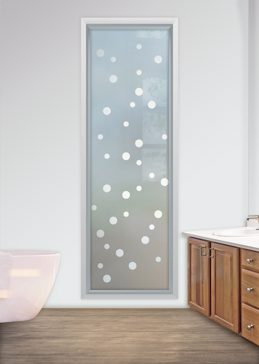 Window with Frosted Glass Geometric Bubbly Design by Sans Soucie