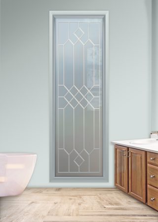 Window featuring a Frosted Glass Traditional Design Sandblast Etched Glass Camelot Design by Sans Soucie