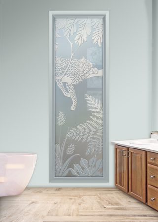 Window with Frosted Glass Wildlife Cheetah Design by Sans Soucie