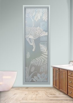 Window with Frosted Glass Wildlife Cheetah Design by Sans Soucie