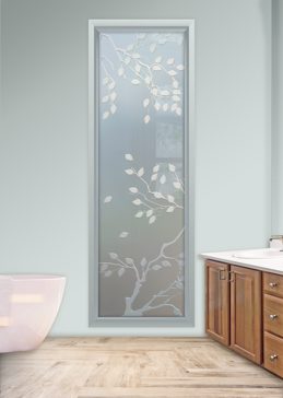 Private Window with Sandblast Etched Glass Art by Sans Soucie Featuring Cherry Tree Asian Design