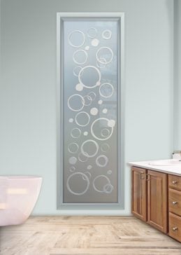 Private Window with Sandblast Etched Glass Art by Sans Soucie Featuring Circularity Geometric Design