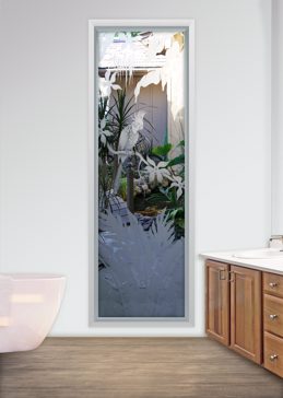 Window with Frosted Glass Wildlife Cockatoo in Paradise Design by Sans Soucie
