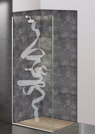 Shower Partition with sandblast Frosted Glass Design Art Glass Featuring Sandblast Etched Glass by Sans Soucie