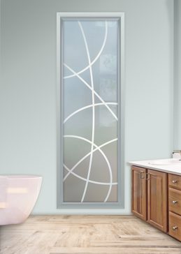 Window with Frosted Glass Geometric Crosscut Design by Sans Soucie