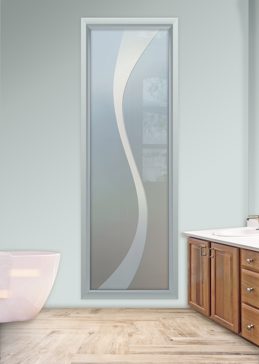 Window with a Frosted Glass Curvature Geometric Design for Private by Sans Soucie Art Glass